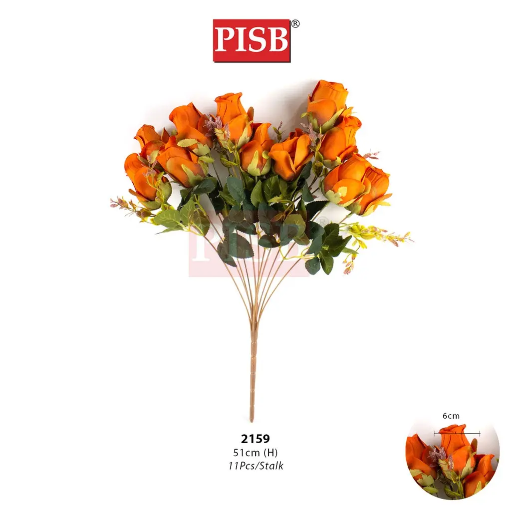 2159 51CM Romantic Rose Bush Flower (11 Heads/Stalk) - Image 2