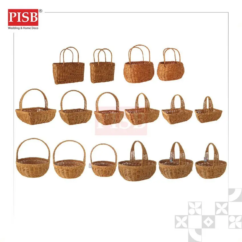 1087-92 Rattan Basket With Handle Bakul Buah Bakul Hamper Bakul Hantaran Bakul Anyaman Rotan Picnic Basket Flower Basket