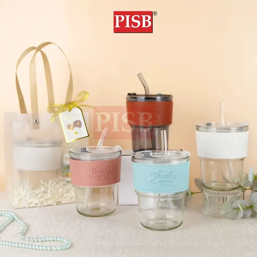 2129(58Pcs/Ctn)Straw Mug Glass Heat Cold Resistant Water Bottle Viral Transparent Travel Mug Coffee Glass Doorgift Cawan - Image 9