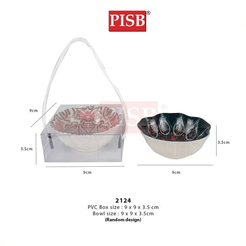2124/31/32 (8Pcs/12Pcs/Box) Turkish Design Ceramic Bowl With PVC Handle Box/Set Doorgift Mangkuk Seramik (Random Design) - Image 2