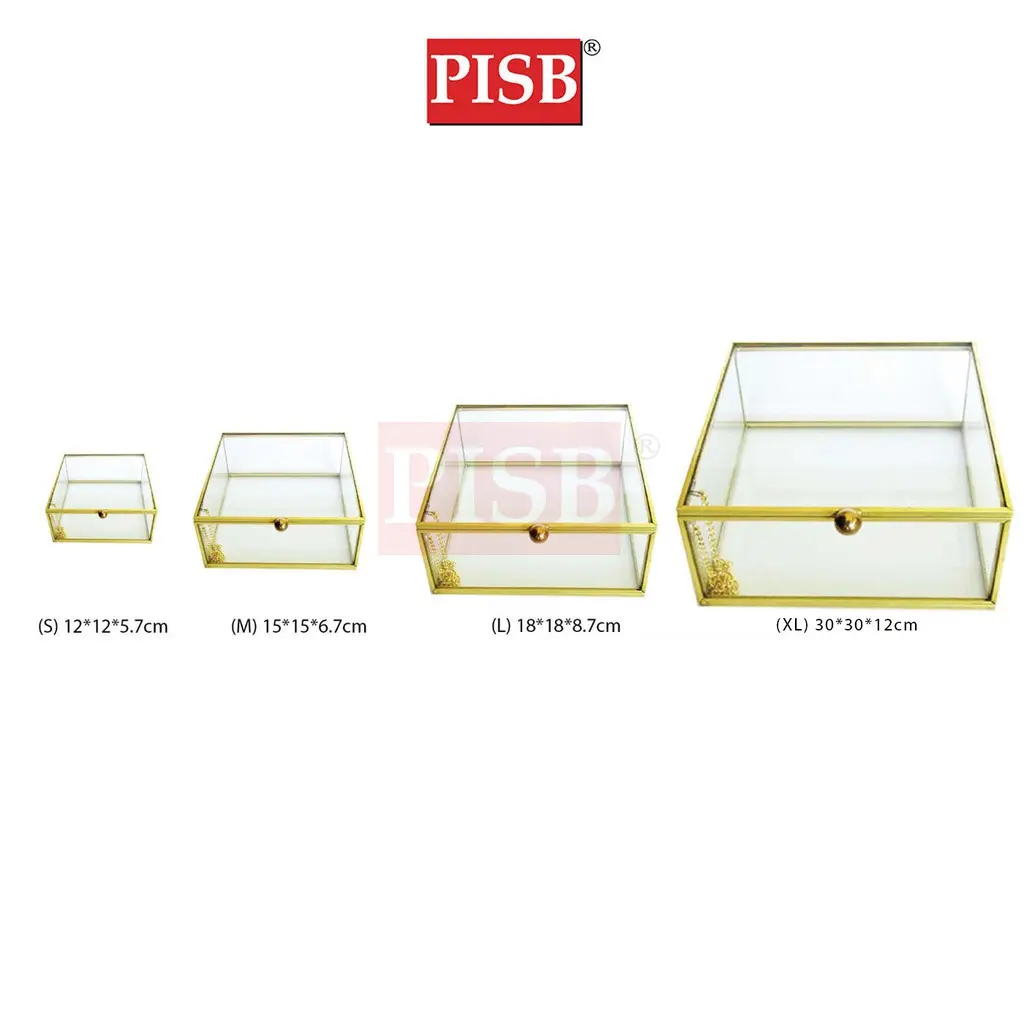 SSH1055/56/57/71 Golden Vintage Glass Square Jewelry Box