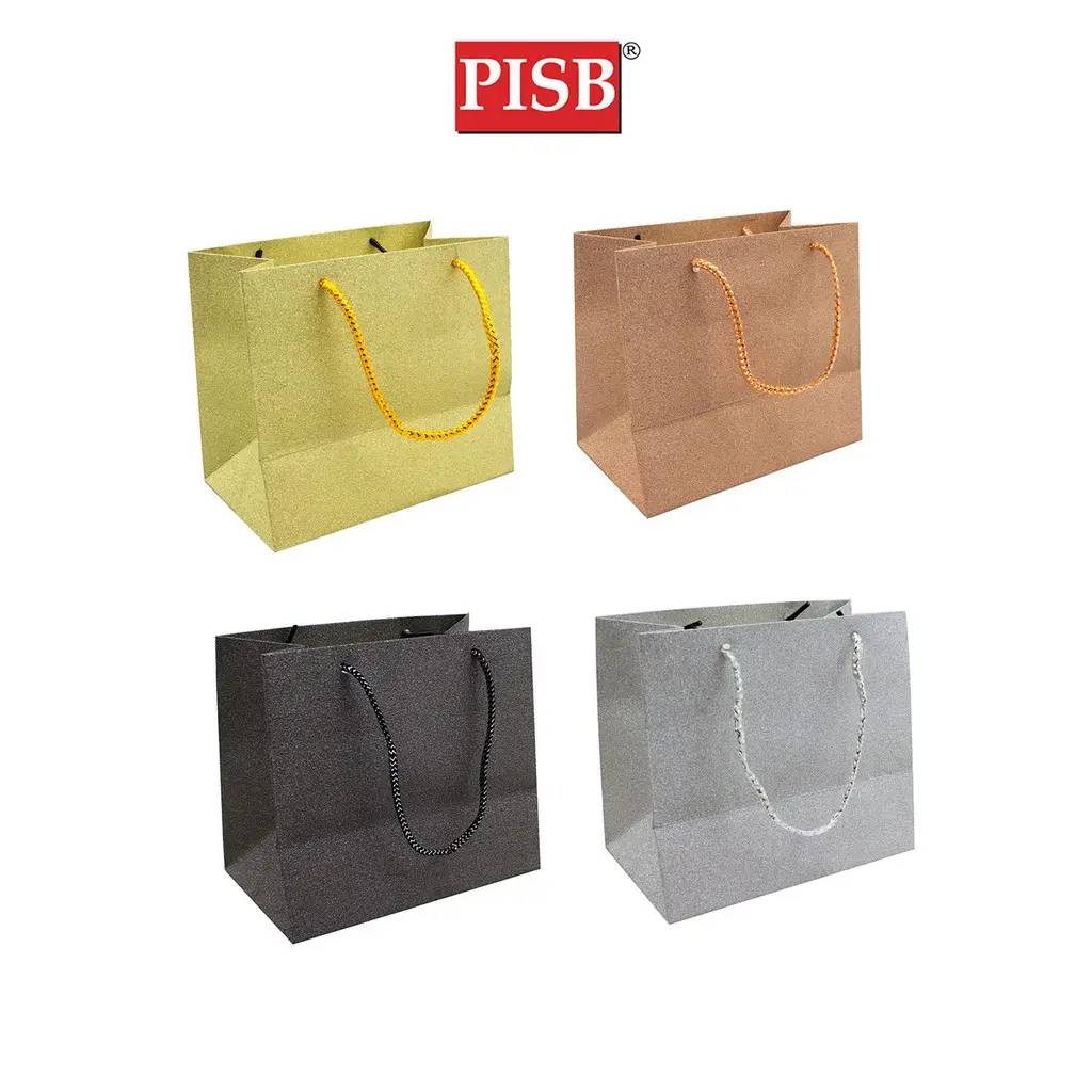 R050323 18*11*16CM Medium Glitter Paper Bag (10Pcs/Pkt)