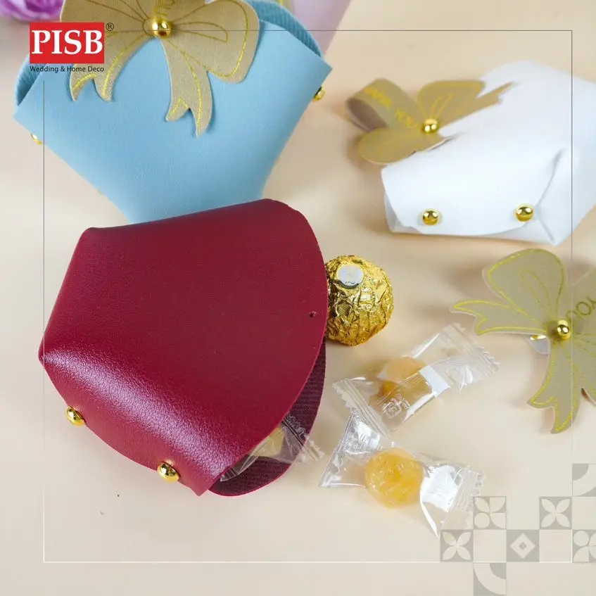 2138-39 (10Pcs/Pkt) Leather Mini Bag With Ribbon Mini Goodies Bag Doorgift Bag Wedding Beg Goodies Kahwin Bag Kenduri - Image 9