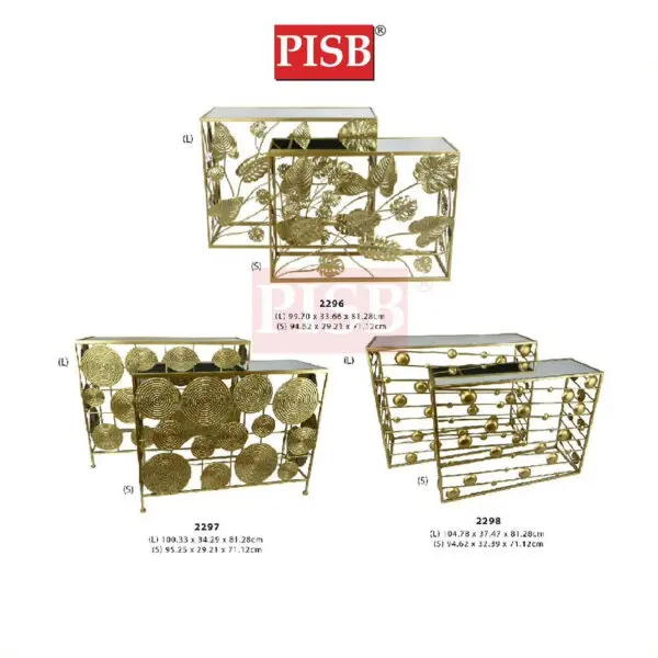 2296-2298 Golden Leaf/Polka Dot Design Mirrored Console Table Meja Hiasan Rumah Home Living