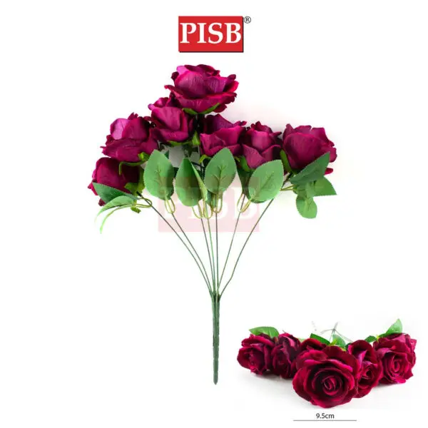 Q010456 44CM Velvet Fragrance Rose Bush (7 Pcs/Stalk)