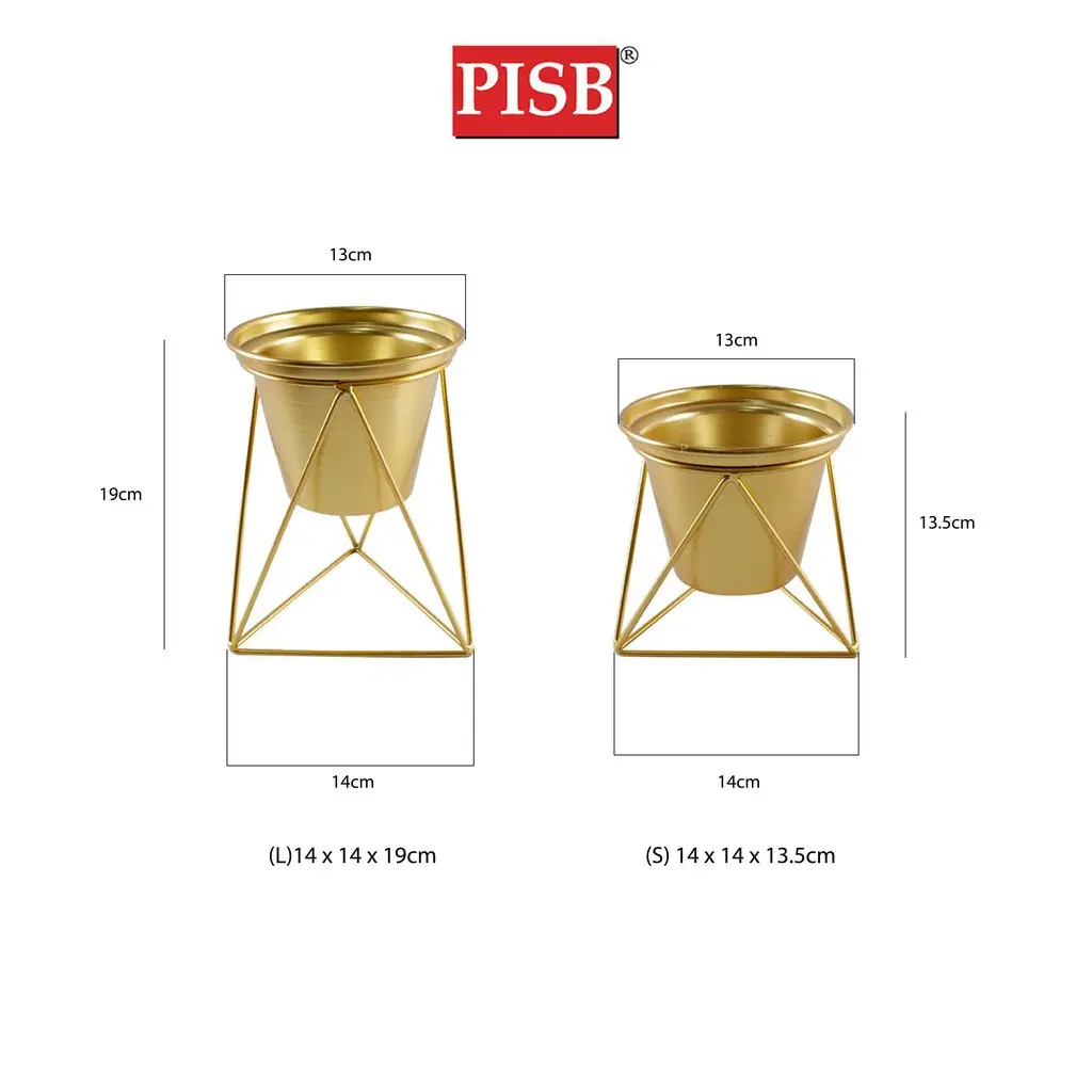 TY1508 Gold Metal Flower Pot Rack With Triangle Stand - Image 2