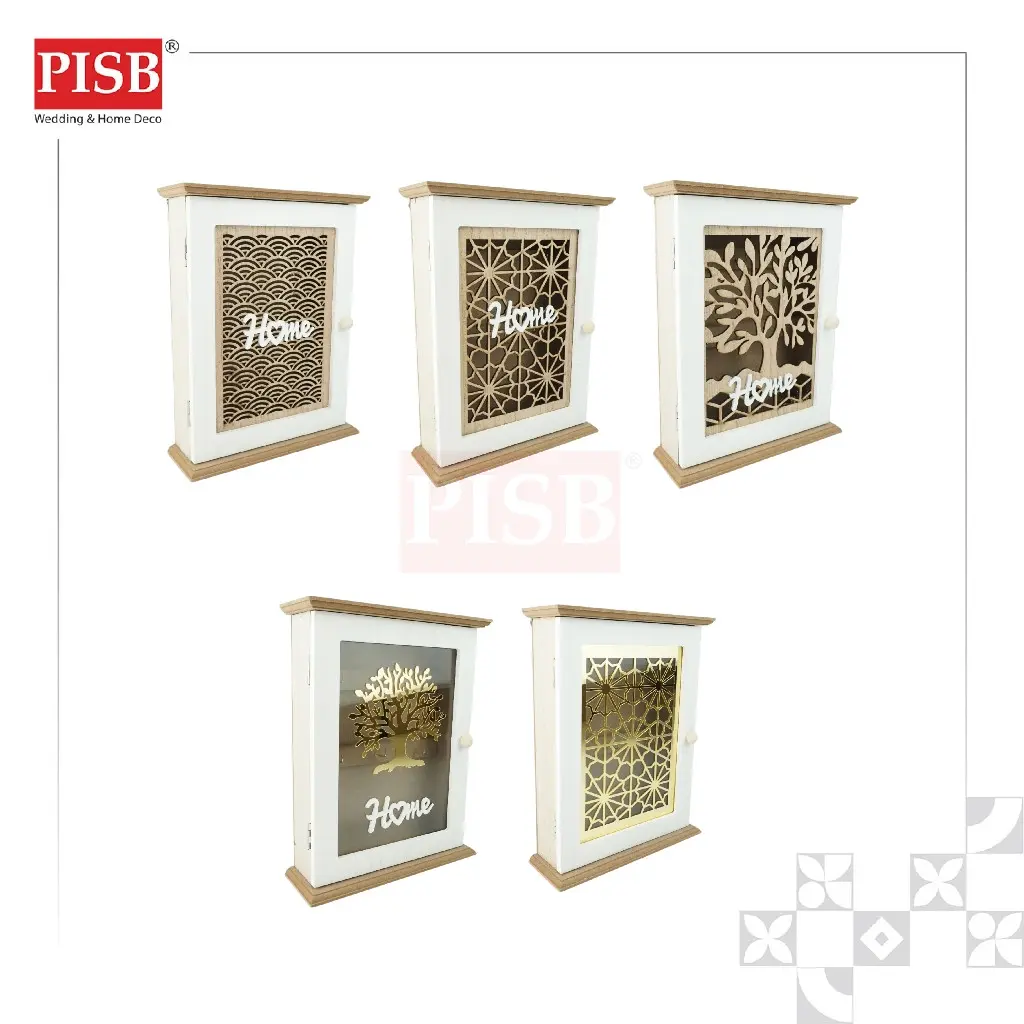 1216 Decorative Wall Mounted Wooden Key Holder Box Kotak Gantung Kunci Kotak Kunci Wooden Cabinet Key Storage Box