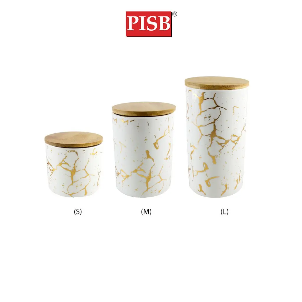 WD1145/46/47 Golden Marble Ceramic Canisters Container / Balang Kuih