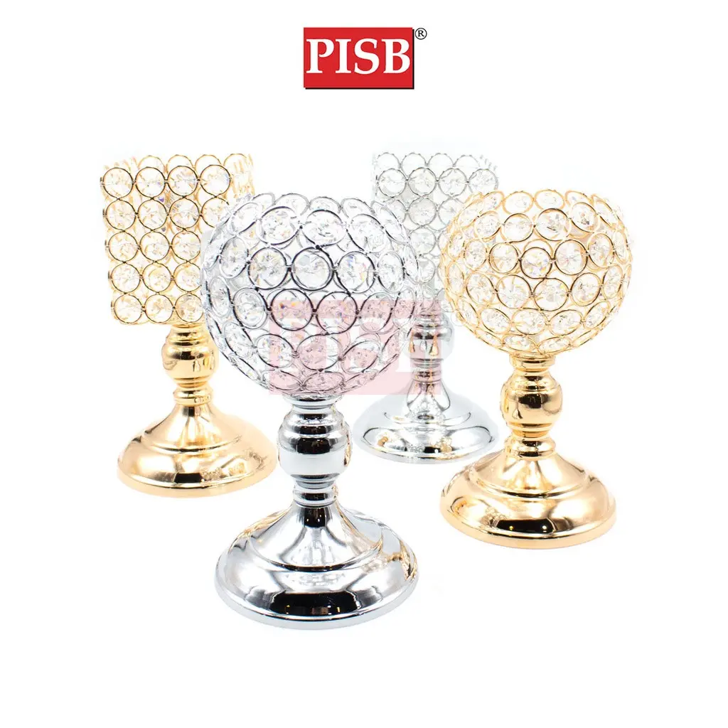 0452/78 Round Square Crystal Candleholder Candle Stand Candlestick - Image 2