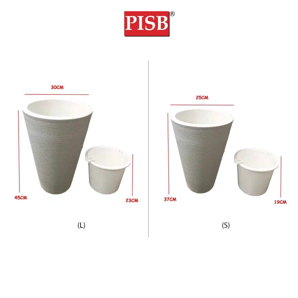 2831/32/33/38 Black/White/Gold/Grey/Silver Plastic Vase Tree Pot Pasu Hiasan Indoor Outdoor Home Decor - Image 2