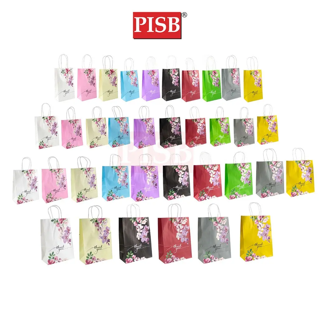 2098-2101 (10Pcs/Pkt) Orchid Flower Design Plain Color Paper Bag