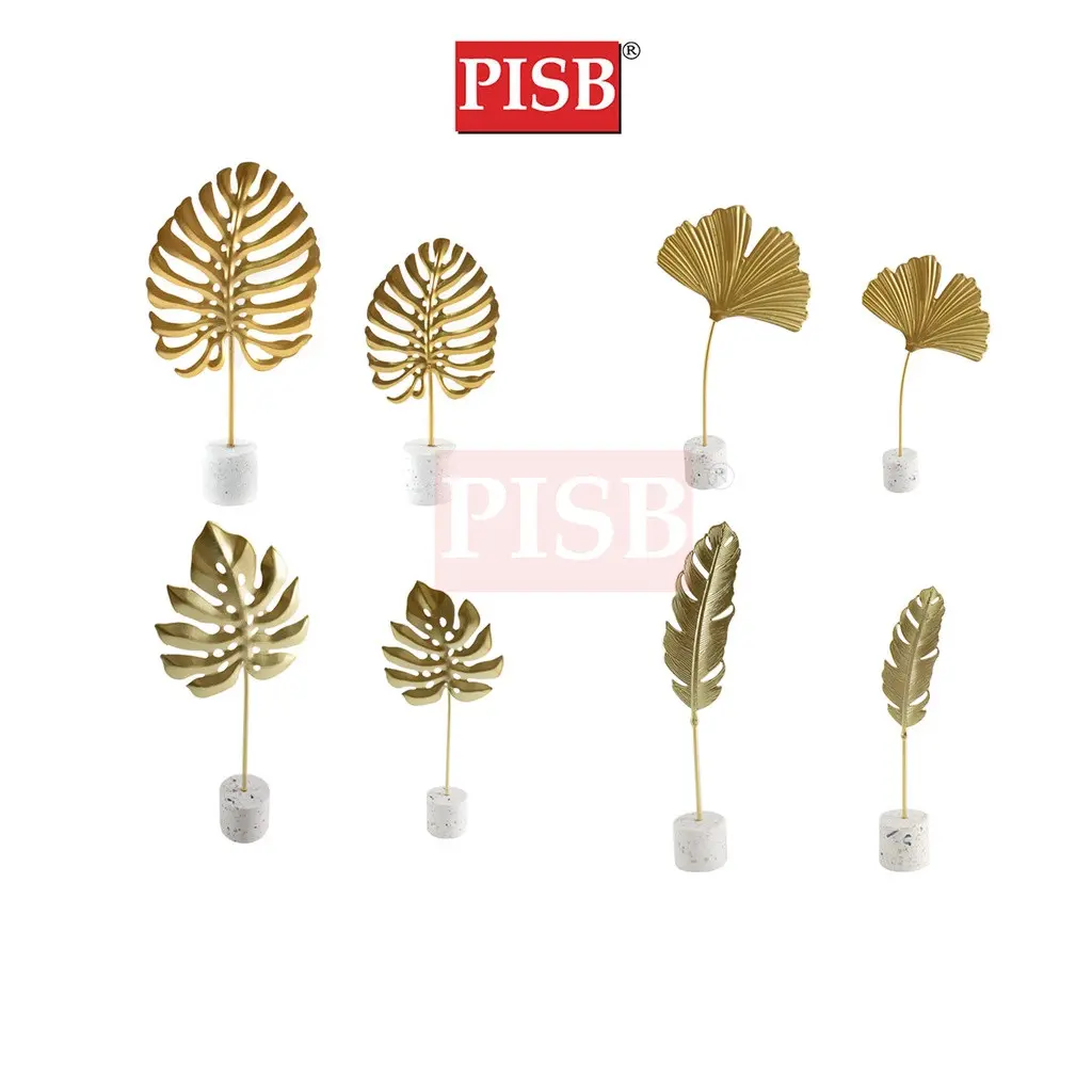 1502-2191 Nordic Modern Style Golden Monstera Leaf Desktop Crafts Art Decoration