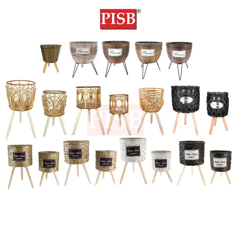 ZL1059/0321/0322/0437/0658/0276/1076 Rattan Basket With Wooden Stand