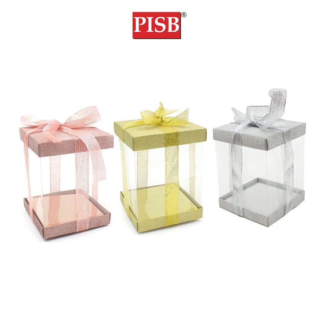 R050305 Medium PVC Gift Box With Ribbon (10Pcs/Pkt)