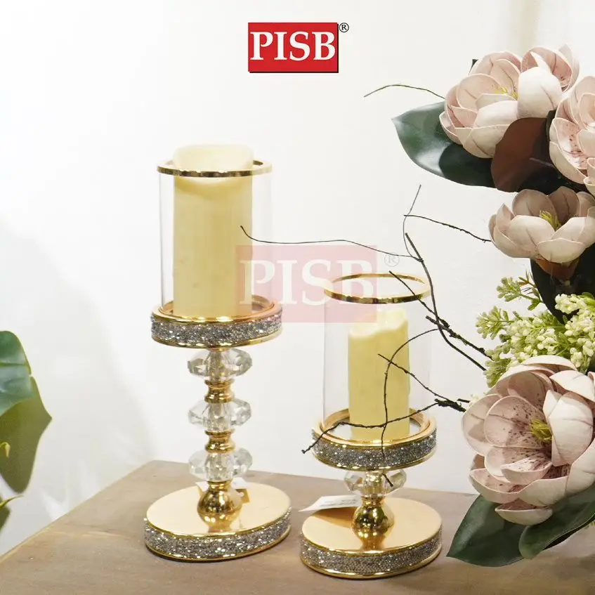 1123 Transparent Crystal Glitter Candle Stand Candlestick - Image 2