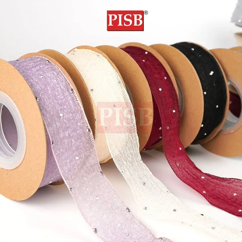 1037/38 2.5CM/4CM Diamond Organza Ribbon (10Yards/Roll) - Image 4