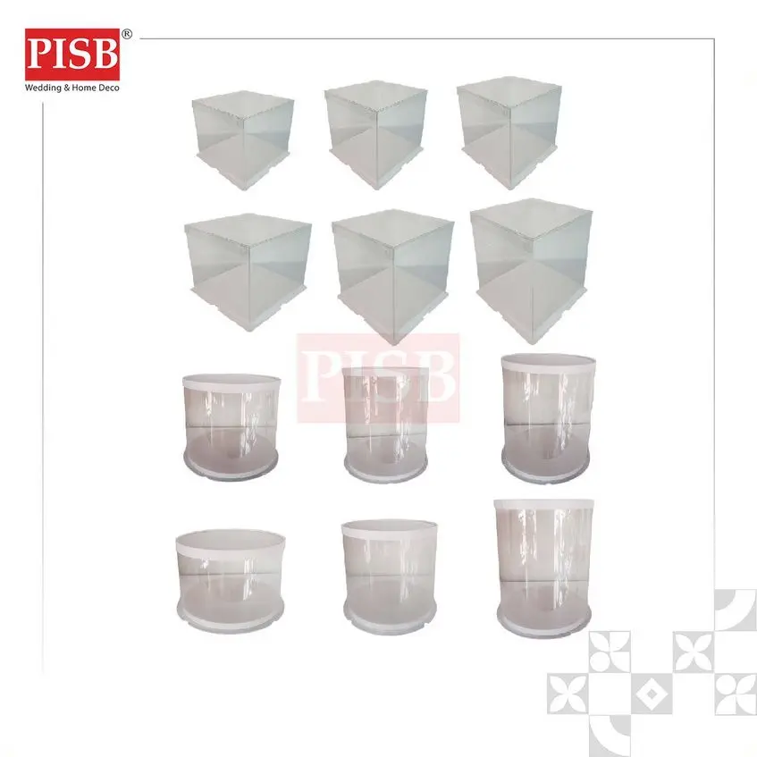 2208-2219 Square Round White Transparent Cake Box Kotak Kek Kotak Hantaran Birthday Gift Packaging Box Wedding Gift Box
