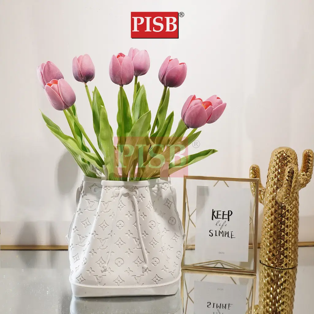 6297-99 White Ceramic Decorations Craft Vase Ornament Pasu Bunga - Image 2