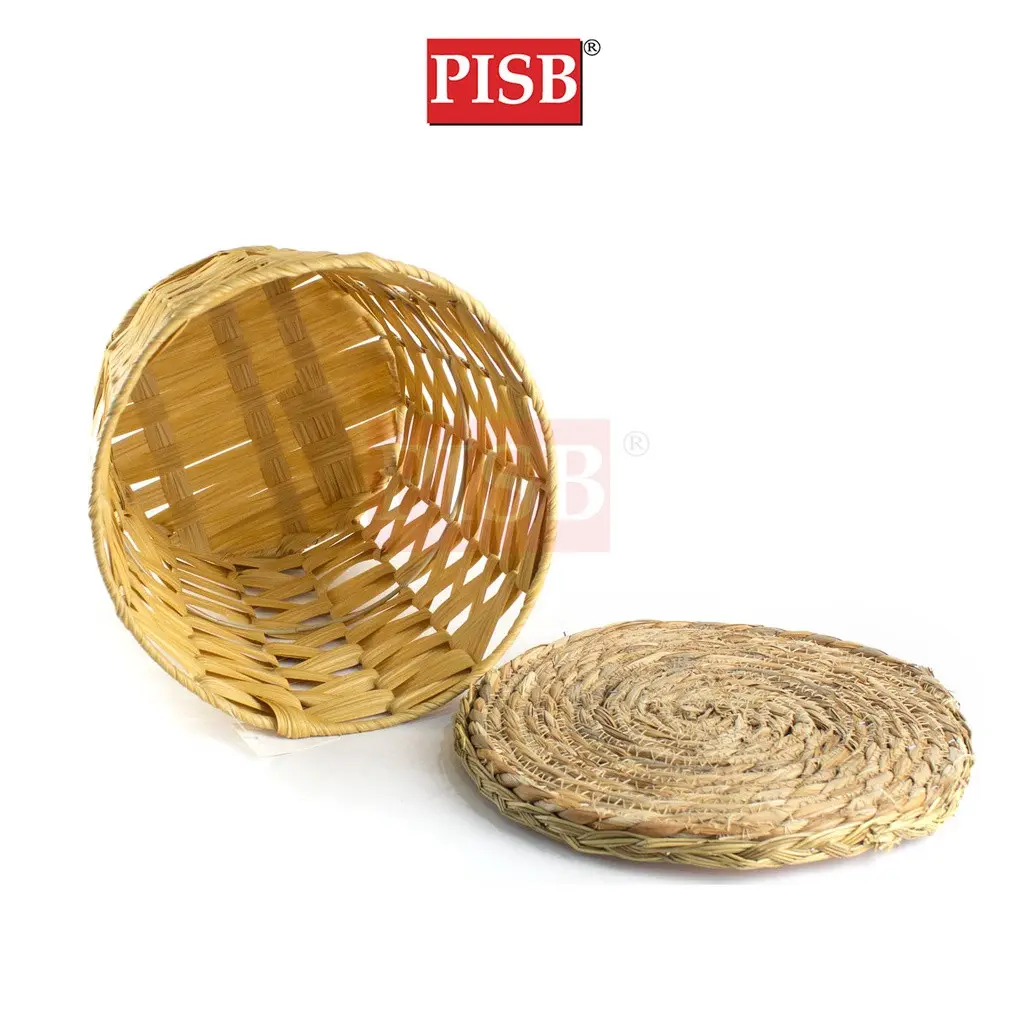 1064 Round Rattan Style Rattan Top Console Table - Image 2
