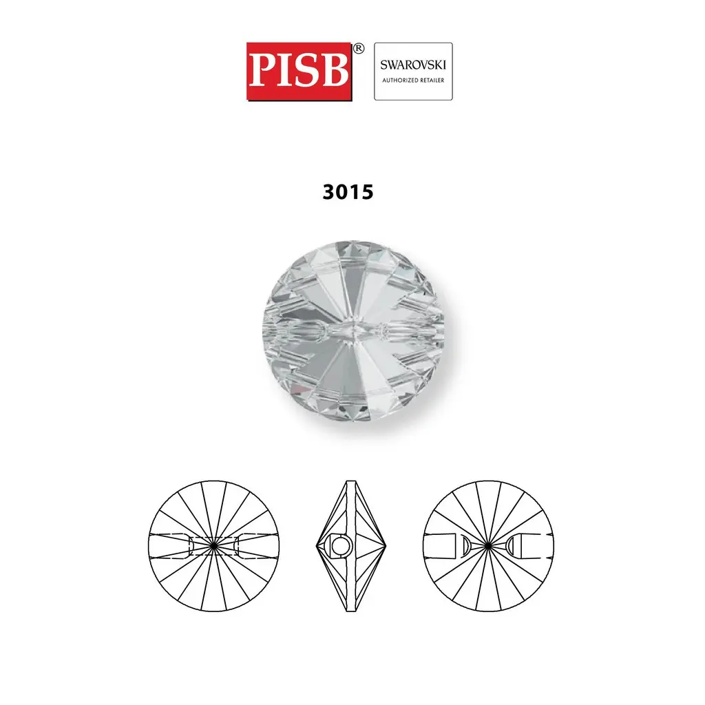3015 SWAROVSKI RIVOLI BUTTON 001 CRYSTAL 10MM-16MM - Image 3