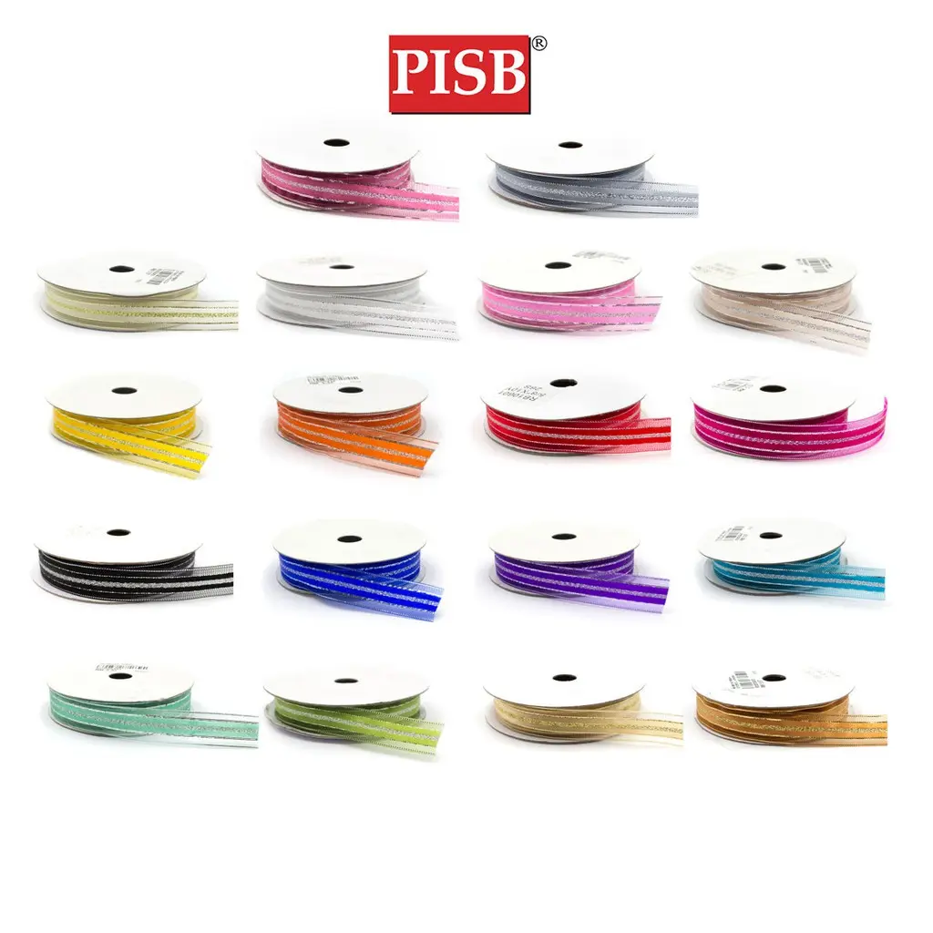 R050004 1.6CM Metallic Stripe Ribbon (10Yards/Roll)