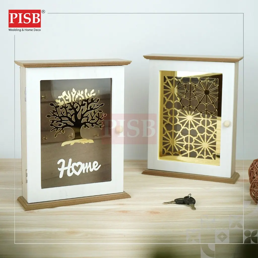 1216 Decorative Wall Mounted Wooden Key Holder Box Kotak Gantung Kunci Kotak Kunci Wooden Cabinet Key Storage Box - Image 3