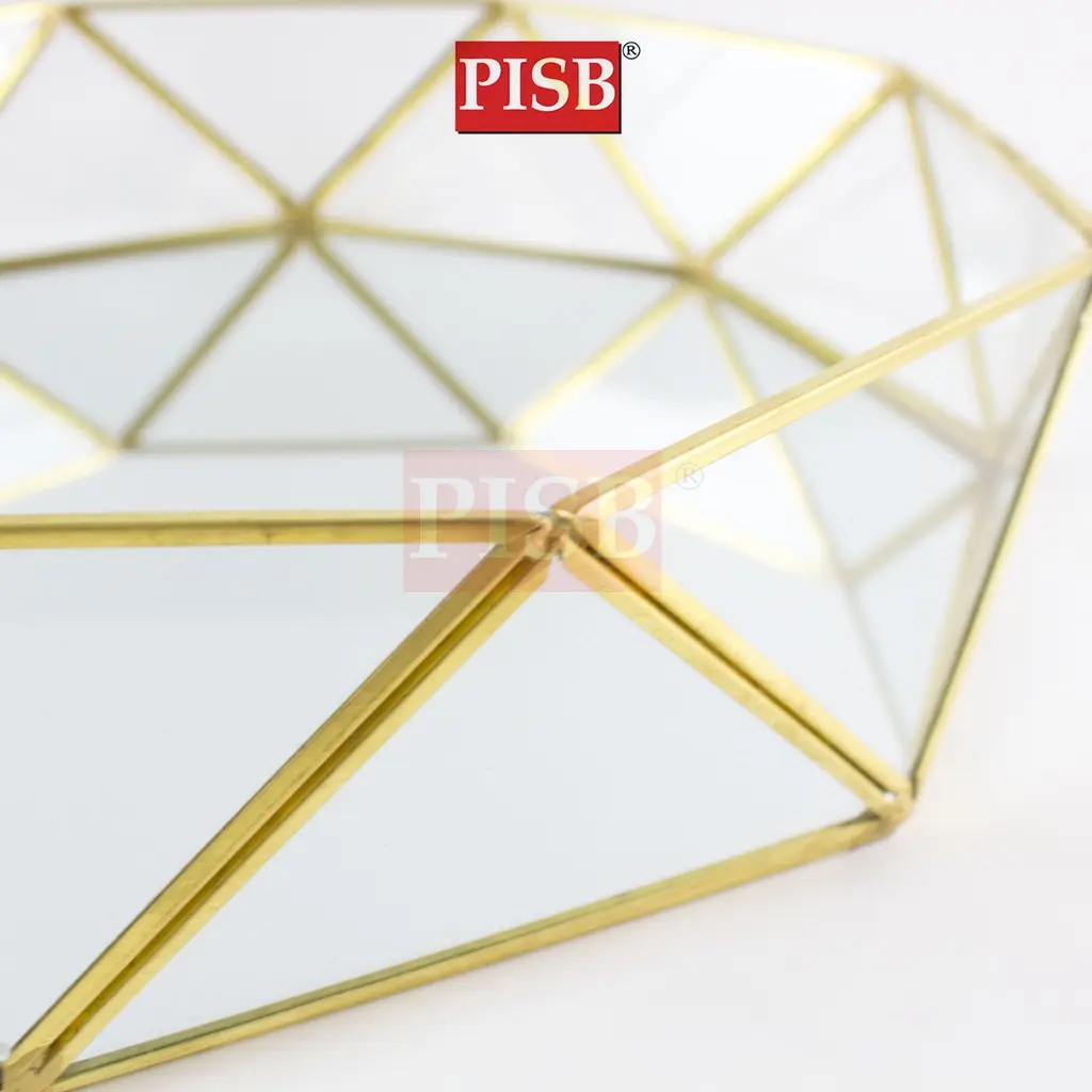 SSH1072/73 Nordic Glass Copper Triangle Geometric Storage Jewelry Box - Image 2