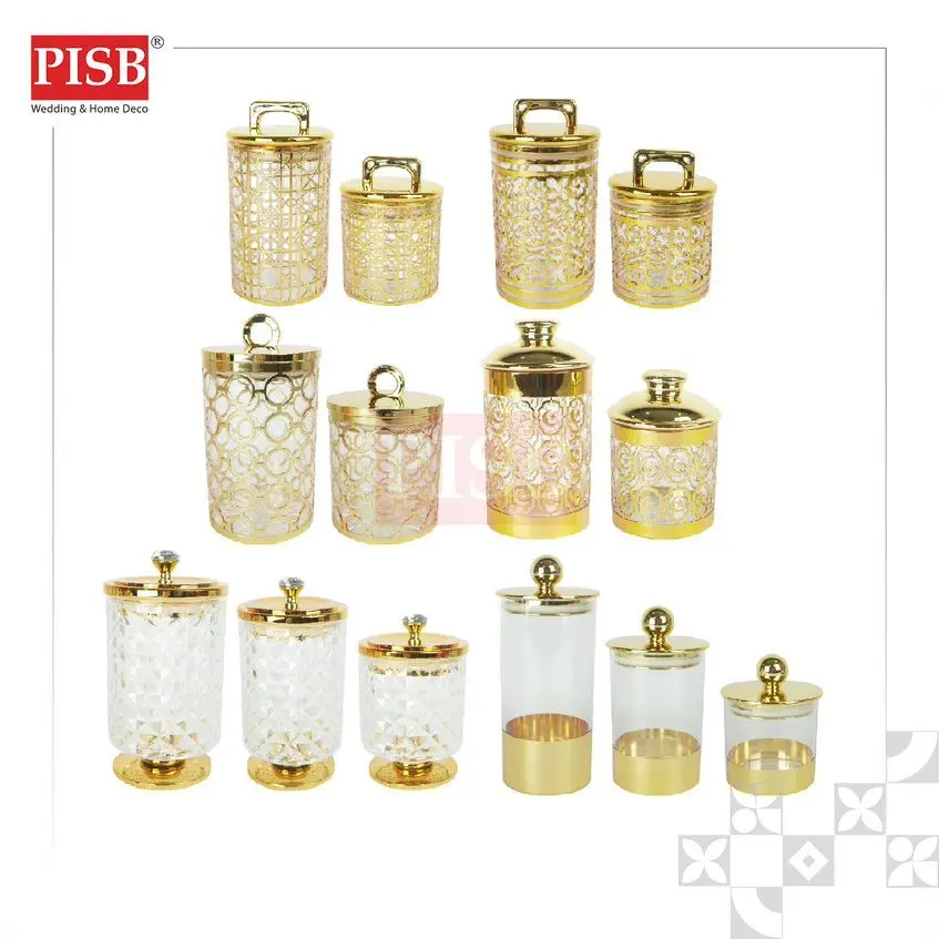 2401-2406 Goldish Acrylic Canister Spice Container Condiment Bottle Storage Jar Bekas Rempah Balang Kuih Bekas Kuih Raya