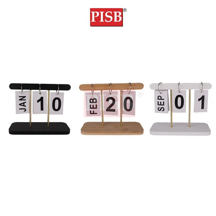 1188 Nordic Minimalist Style Wooden Flipping Calendar Desk Decorations