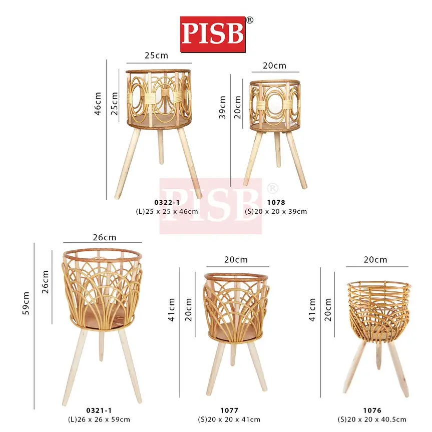 ZL1059/0321/0322/0437/0658/0276/1076 Rattan Basket With Wooden Stand - Image 4