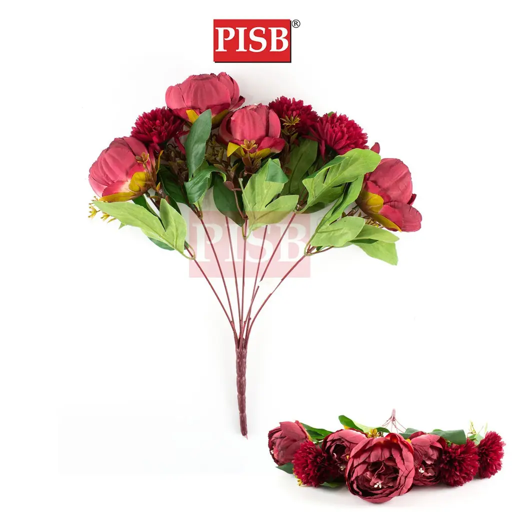 Q010424 44CM 7 Heads Vintage Peony Mum Bush / Hand Bouquet / Bunga Hiasan / Artificial Flower - Image 3