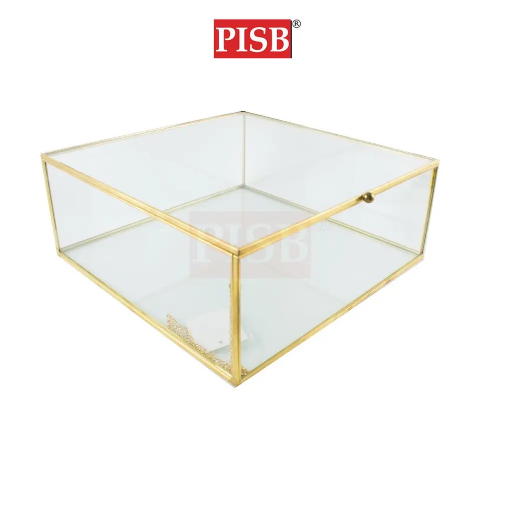 SSH1055/56/57/71 Golden Vintage Glass Square Jewelry Box - Image 2
