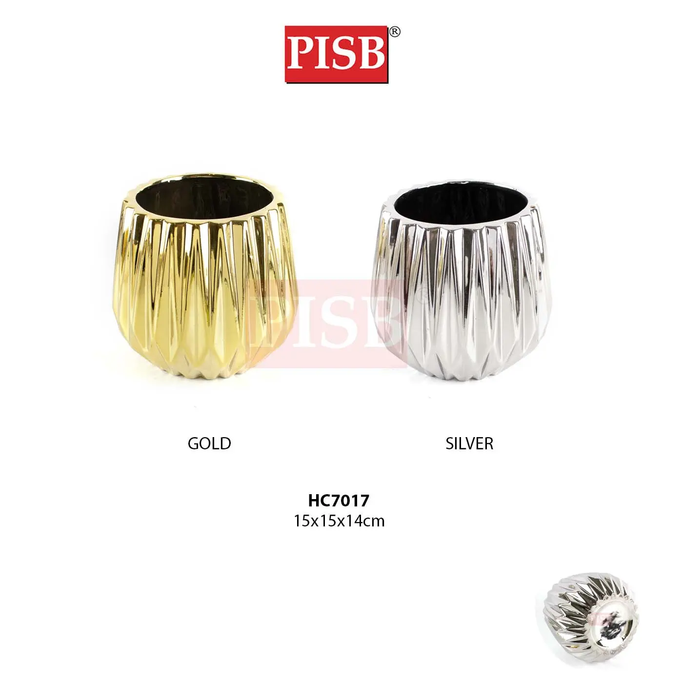 HC7017/18 Gold/Silver Ceramic Decorations Craft Vase Ornament Pasu Bunga - Image 2