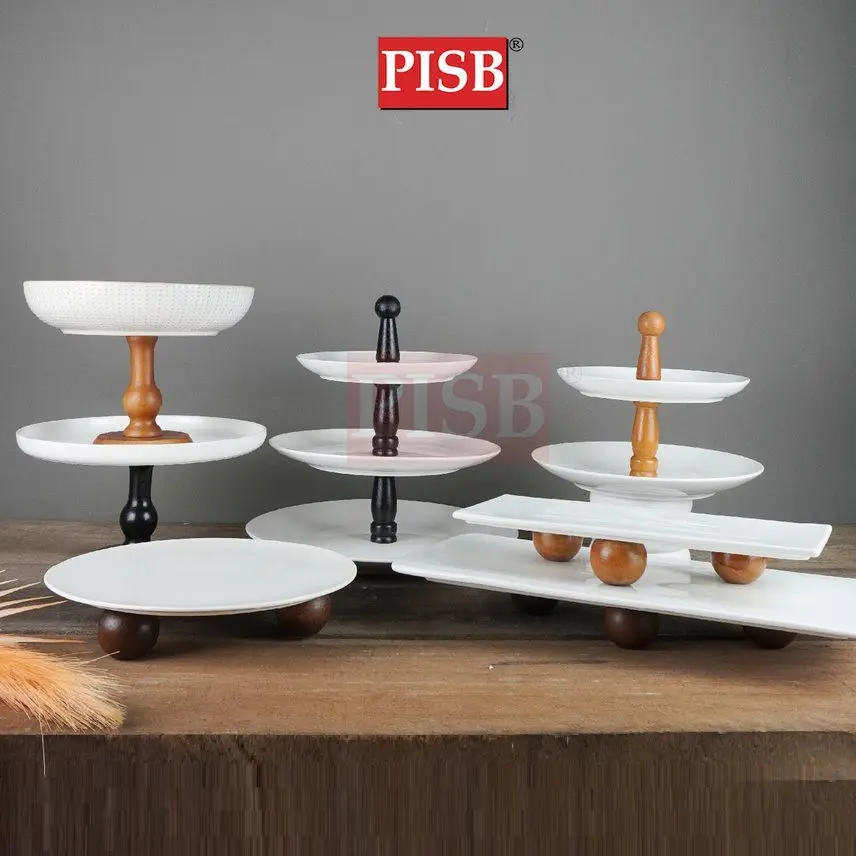 1220-1226 Ceramic Cake Stand Fruits Dessert Display Plate Gift Tray Dulang Hantaran Perkahwinan - Image 2