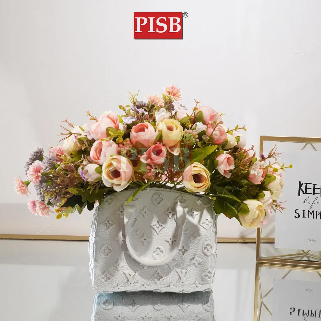 6297-99 White Ceramic Decorations Craft Vase Ornament Pasu Bunga - Image 4