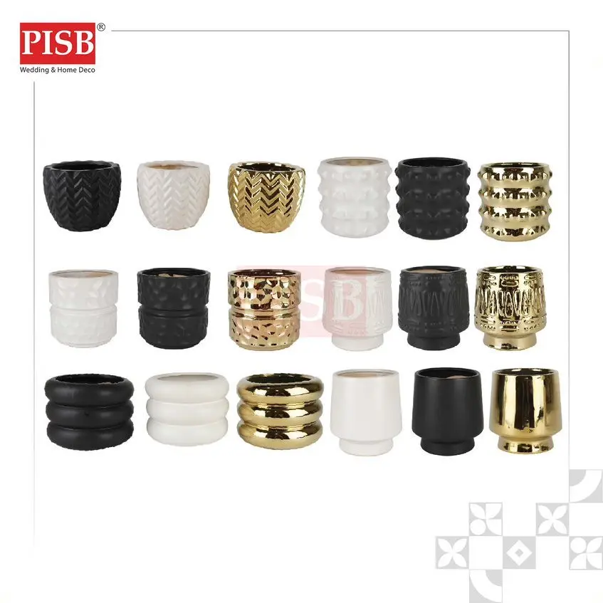 7091-96 White/Black/Gold Ceramic Decorations Craft Vase Ornament Pasu Seramik Pasu Bunga High Quality Vase Home Decor