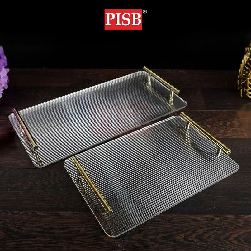 1072/73 Acrylic Tray With Golden Handle - Image 4