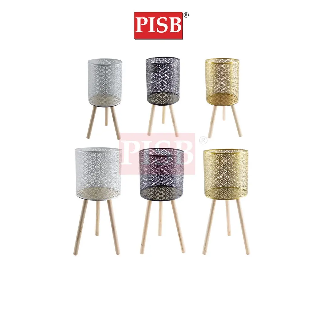 2147 Metal Tree Pot With Wooden Stand