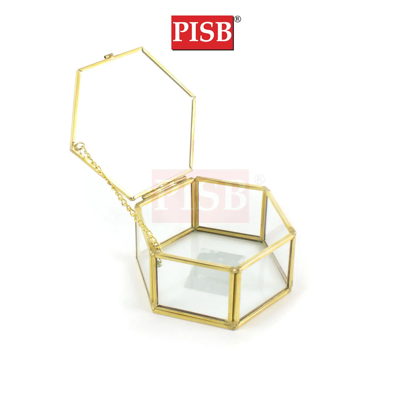 SSH1064/65/66 Cooper Vintage Golden Hexagon Glass Jewelry Box - Image 2
