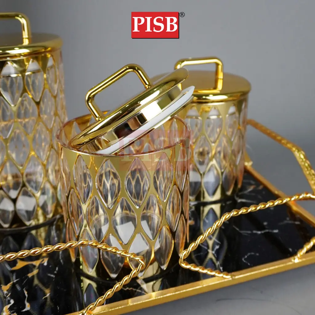 1198/1199/1200/1218/1219 Goldish Acrylic Canister Spice Container Condiment Bottle Jar Bekas Rempah Balang Kuih - Image 3