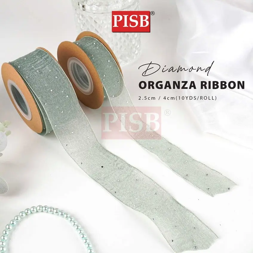 1037/38 2.5CM/4CM Diamond Organza Ribbon (10Yards/Roll) - Image 2