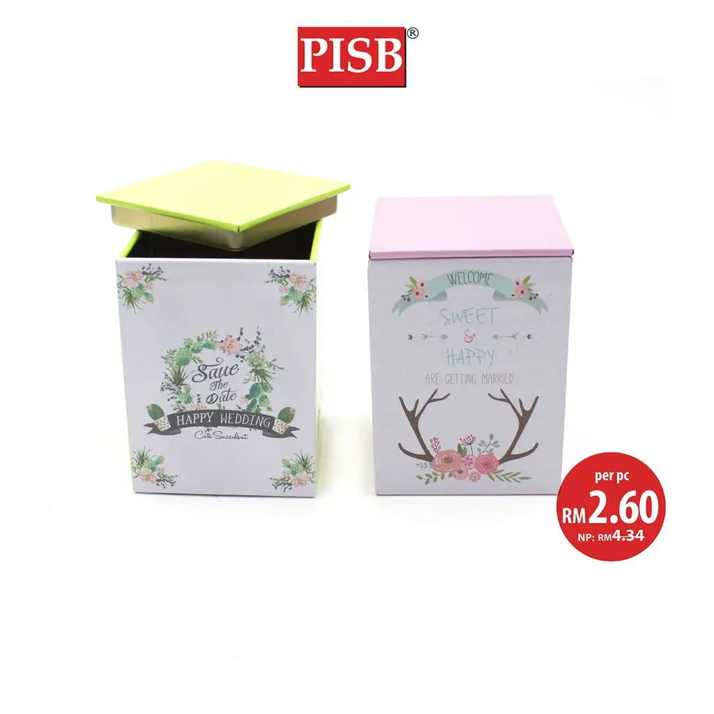 XLP1054 6*6*8CM Square Metal Tin Storage Box Container Door Gift (10 Pcs/Pkt)