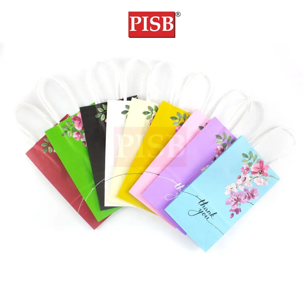 2098-2101 (10Pcs/Pkt) Orchid Flower Design Plain Color Paper Bag - Image 3