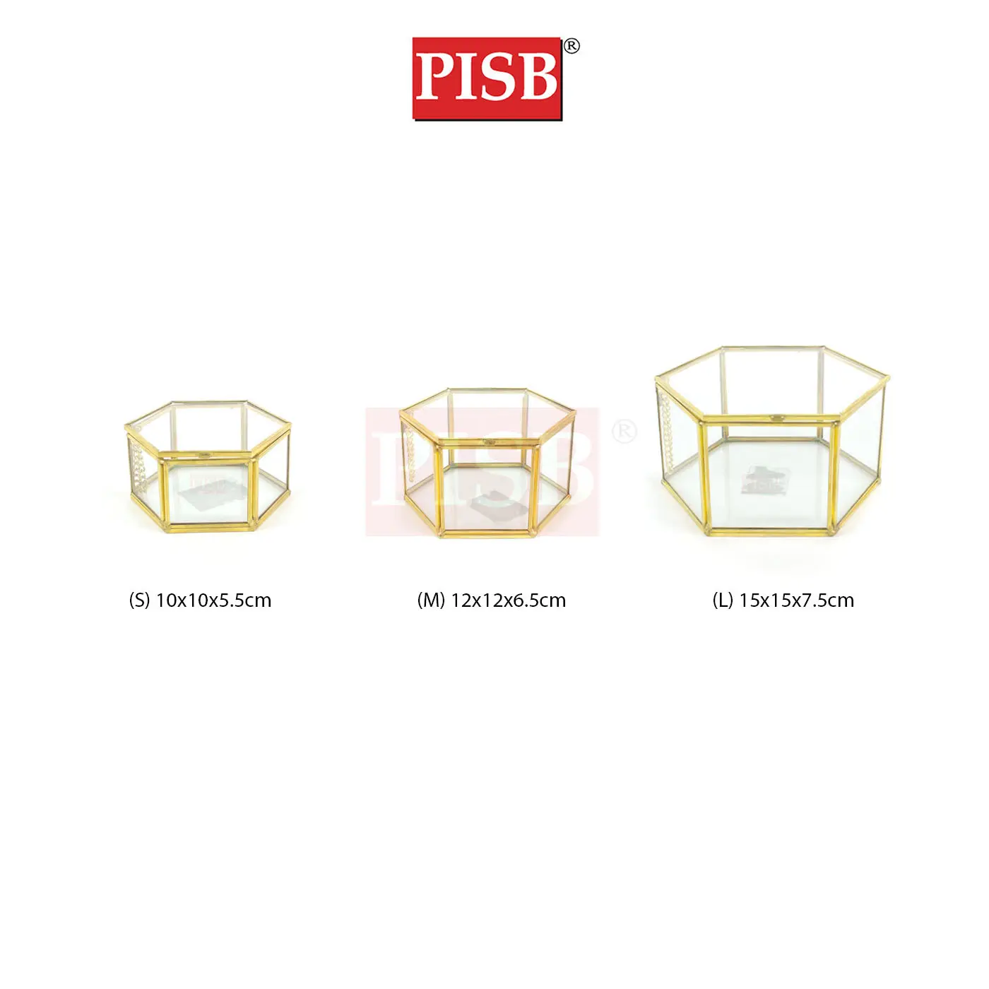 SSH1064/65/66 Cooper Vintage Golden Hexagon Glass Jewelry Box