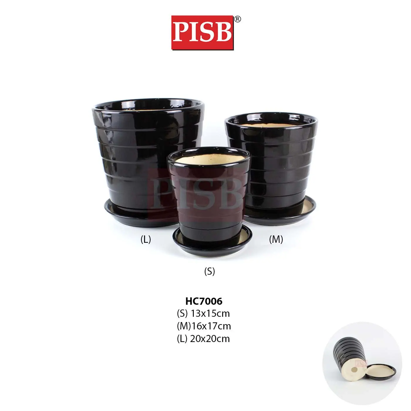 HC7005/06 Black/White Ceramic Decorations Craft Vase Ornament Pasu Bunga - Image 3