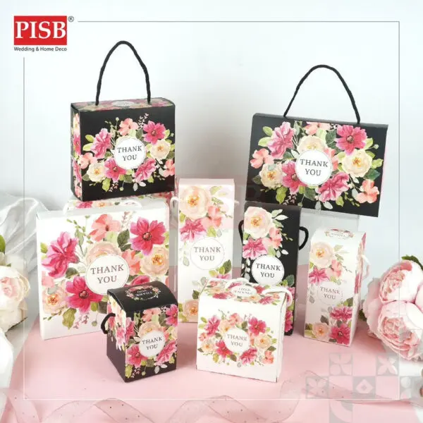 2138-45(10Pcs/Pkt) Flower Gift Box Goodies Box Doorgift Box Wedding Souvenir Box Kotak Pinggan Piring Mangkuk Sudu Gelas