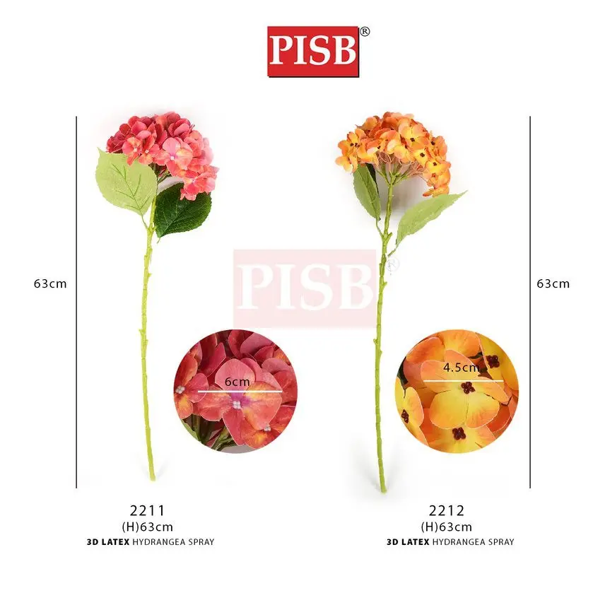 2211/12 63CM 3D Latex Hydrangea Spray Flower - Image 2