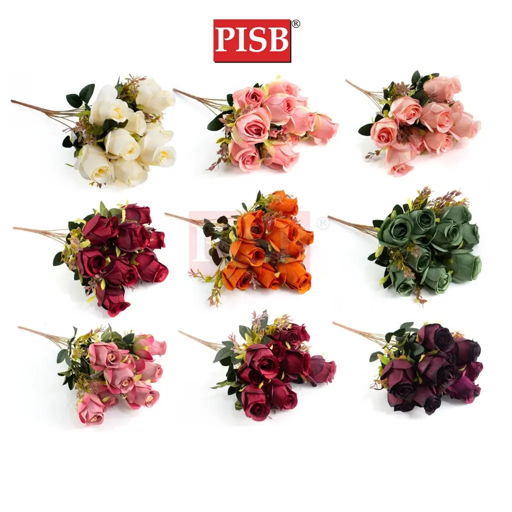 2159 51CM Romantic Rose Bush Flower (11 Heads/Stalk)