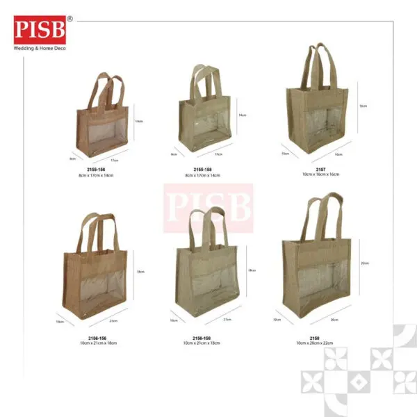 2155-58 (1Pc/Pkt) Jute Window Tote Bag Women Bag Shopping Bag Retail Gift Bag Goodies Bag Wedding Birthday Beg Bag Guni