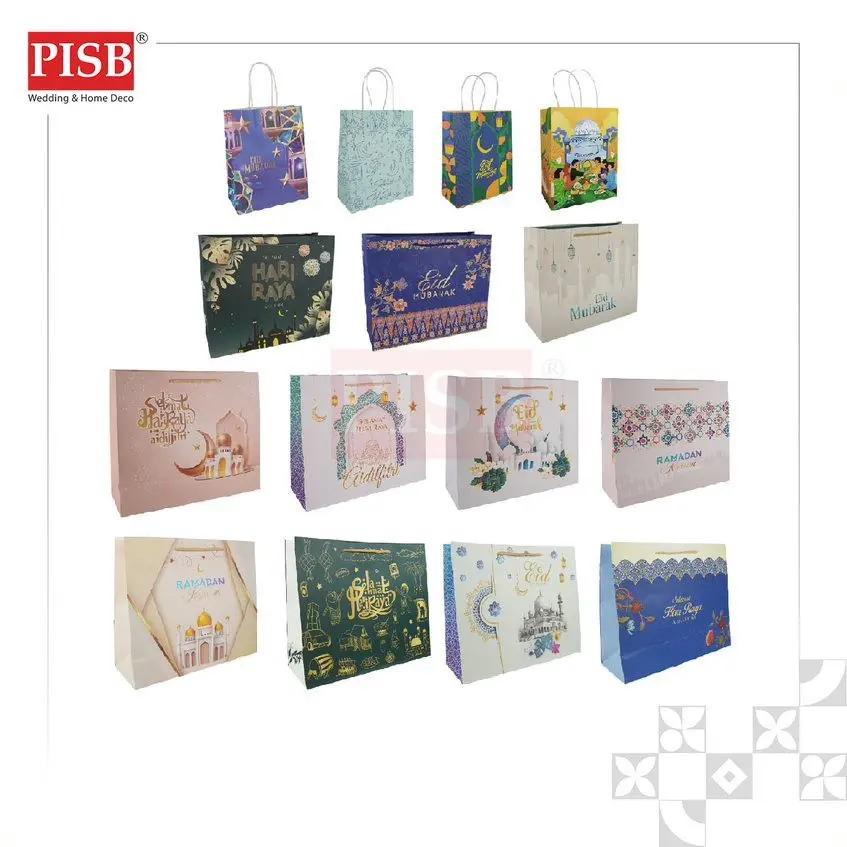 0001-16 Premium Hari Raya Design Paper Bag Shopping Bag Gift Bag Retail Bag Colour Kraft Paper Bag Wedding Birthday Bag